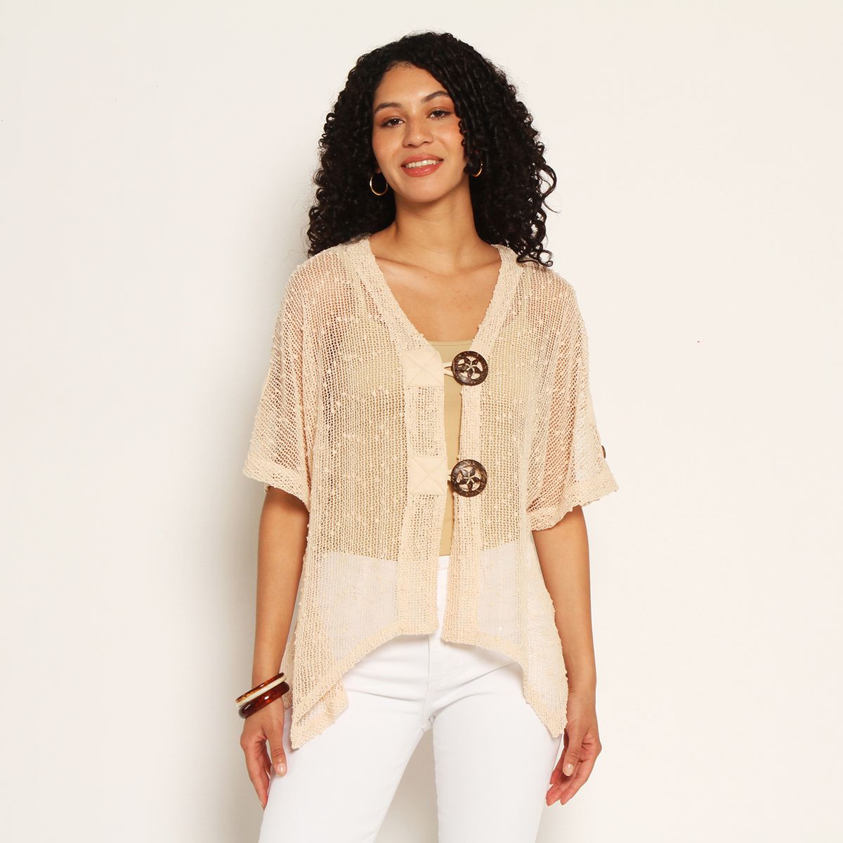 WADOS - CHALECO MANGA CORTA TEJIDO ESCOTE V CON BOTONES