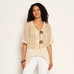 WADOS - CHALECO MANGA CORTA TEJIDO ESCOTE V CON BOTONES