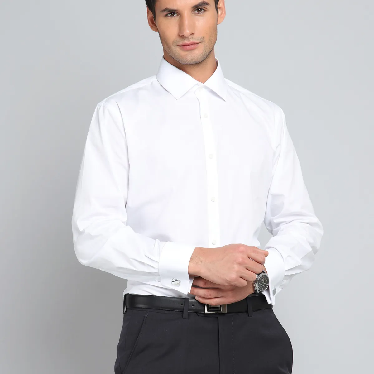 ARROW - Camisa Hombre Arrow Cuello Italiano Puño Doble Algodón ARROW