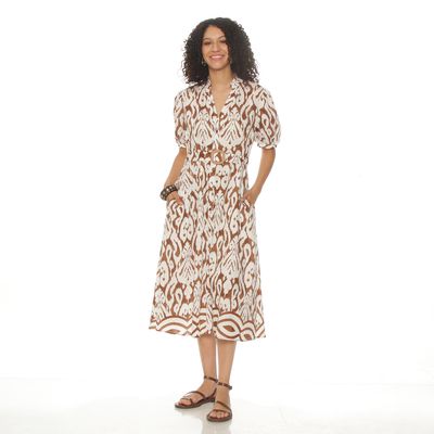 Imagen 2 del producto VESTIDO MANGA CORTA ESTAMPADO ESCOTE V CON CINTURON