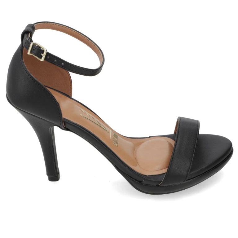 Sandalia Taco Aguja Alto Negro Mujer