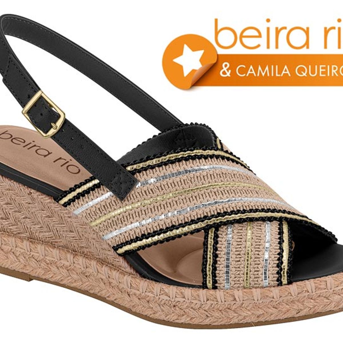 BEIRA RIO - Sandalias Taco Cuña Beira Rio Negro