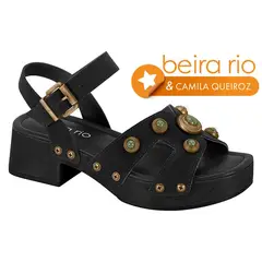 BEIRA RIO - Sandalias Taco Ancho Negro