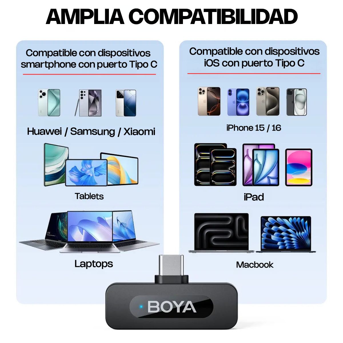 BOYA - Micrófono inalámbrico boya V20 para celular USB C con cancelación de ruido