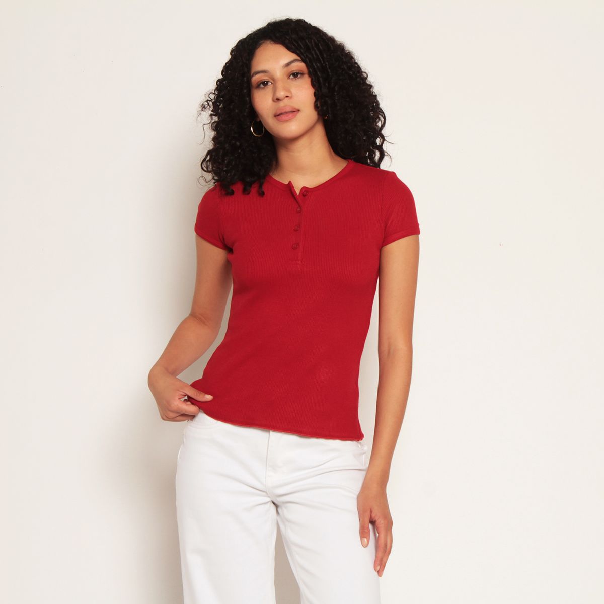 WADOS - POLERA MANGA CORTA ABOTONADA EN DELANTERO