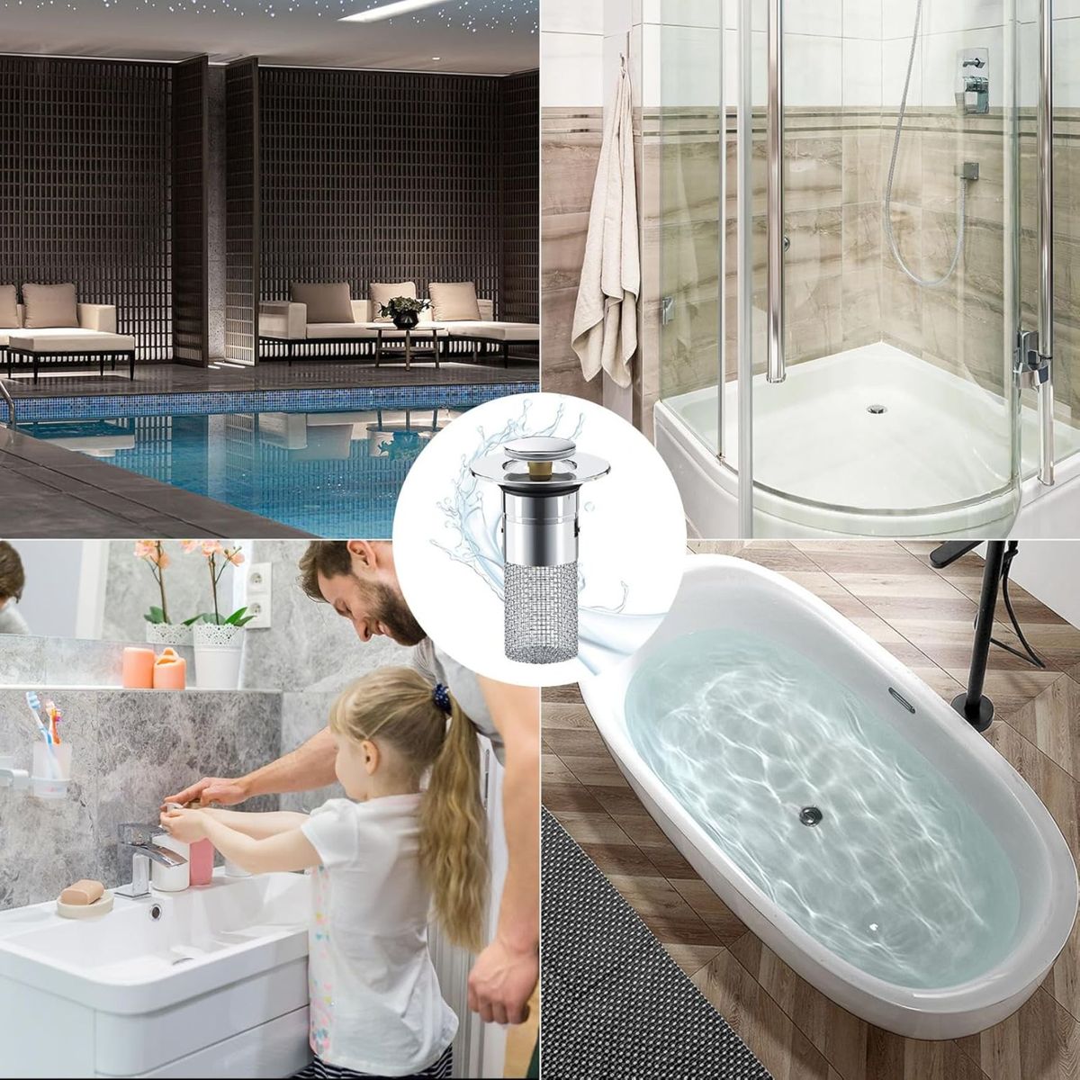 MOVI - Pack 2 Filtros de Drenaje con Tapón para Baño o Cocina - Evita Atascos