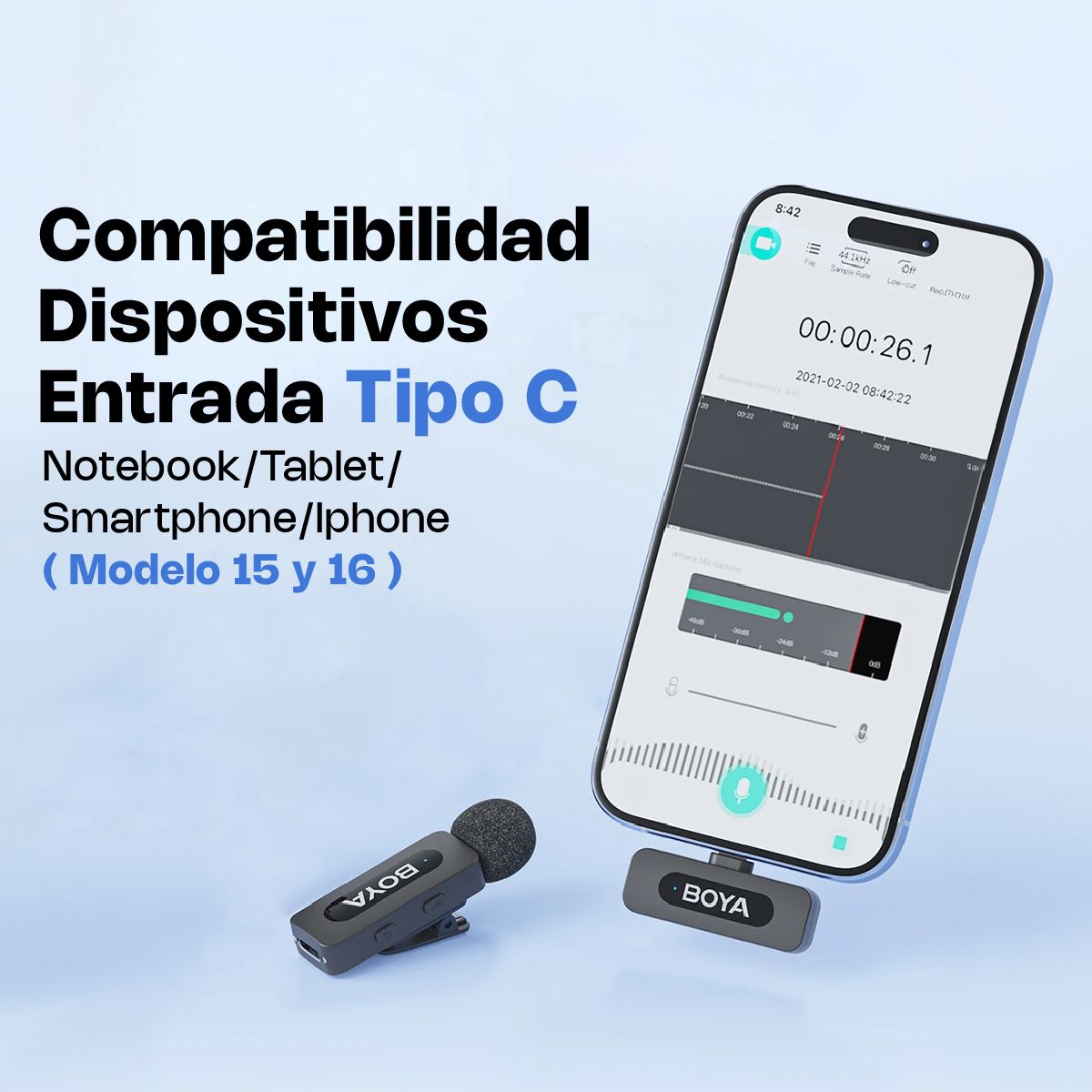 BOYA - Micrófono inalámbrico para celular Boya V10 Usb C con cancelación de ruido