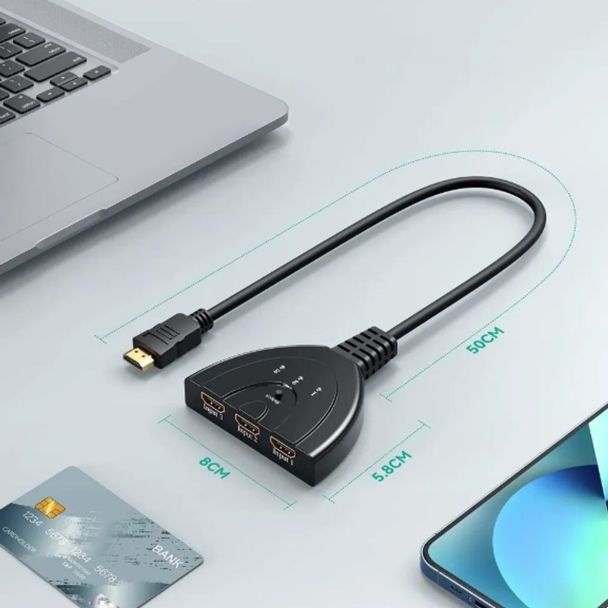 GENERICO - Switch Hub Multiplicador Hdmi 4k 3 En 1 Salida Resistente