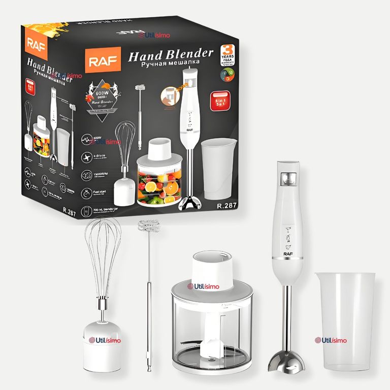 Batidora De Inmersión con Accesorios 600W Color Blanco