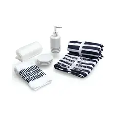 MASHINI - Juego de Baño en Caja 6 Piezas Cortina Toalla y Jaboneras