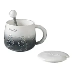 SUKEA - Taza Hermoso Vaso Panda De Cerámica 400ml Negro Panda