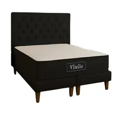 GENERICO - Cama 2 Plazas Con Colchon Marron Capitone