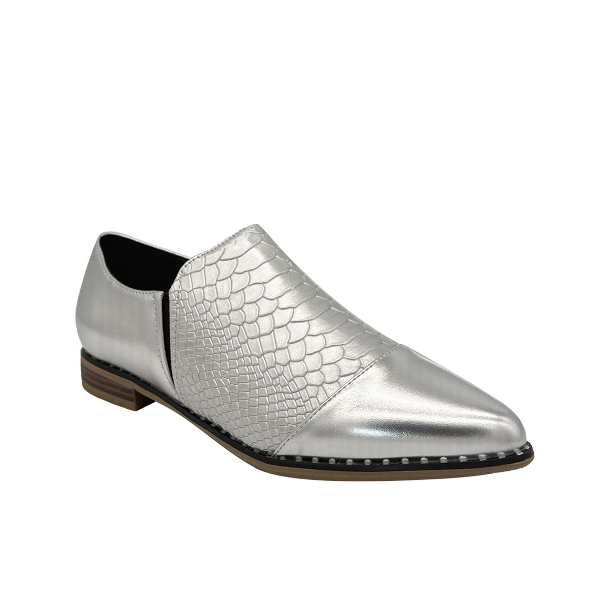 DINASTELLA - Zapato para mujer croco Plateado Danicolle