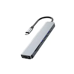 GENERICO - Adaptador Hub 7 En 1 Tipo C a Usb, HDMI, PD, SD/TF Para Win/Mac