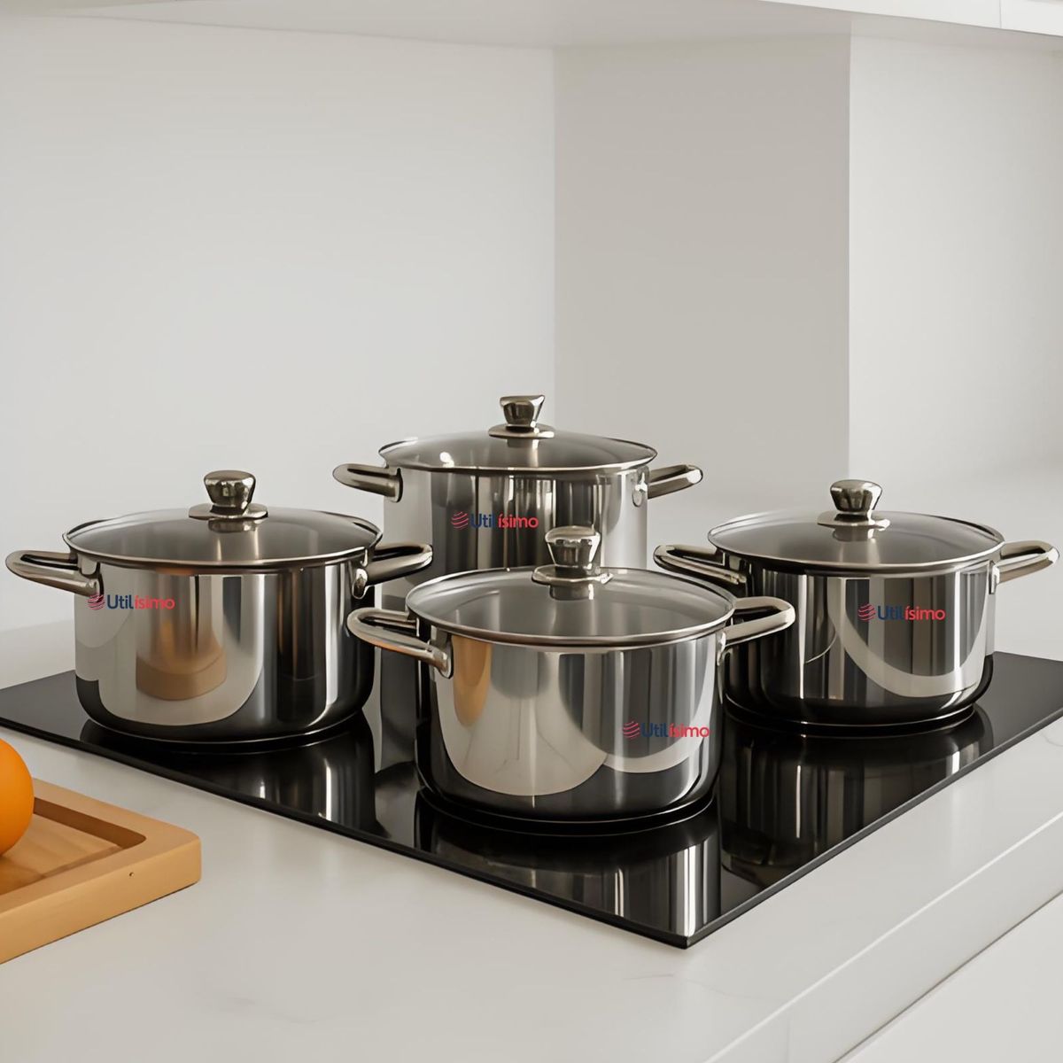 LINE - Juego Mini Batería Cocina 8 Piezas Ollas Acero Inoxidable