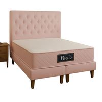 Cama 2 Plazas Con Colchon Rosada Capitone