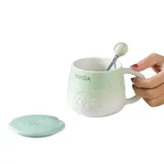 SUKEA - Taza Hermoso Vaso Panda De Cerámica 400ml Verde Panda
