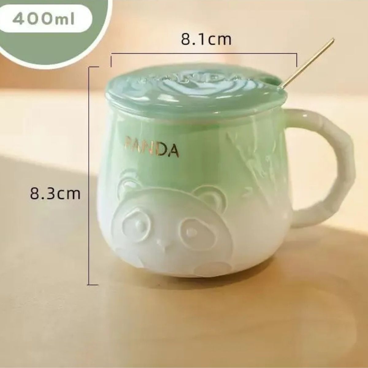 SUKEA - Taza Hermoso Vaso Panda De Cerámica 400ml Verde Panda