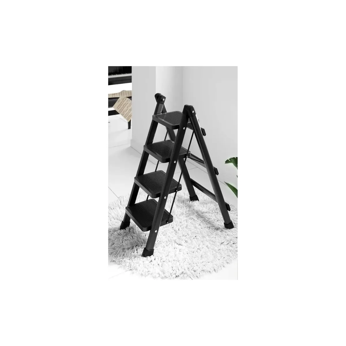 GENERICO - Escaleras Plegables Escaleras Multiproposito Metalica 4nivel Negro