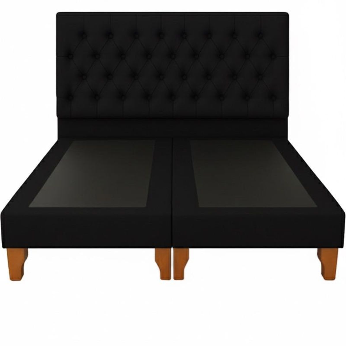 GENERICO - Cama 2 Plazas Con base dividida Negra Capitone