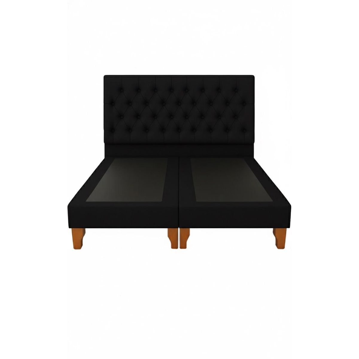 GENERICO - Cama 2 Plazas Con base dividida Negra Capitone