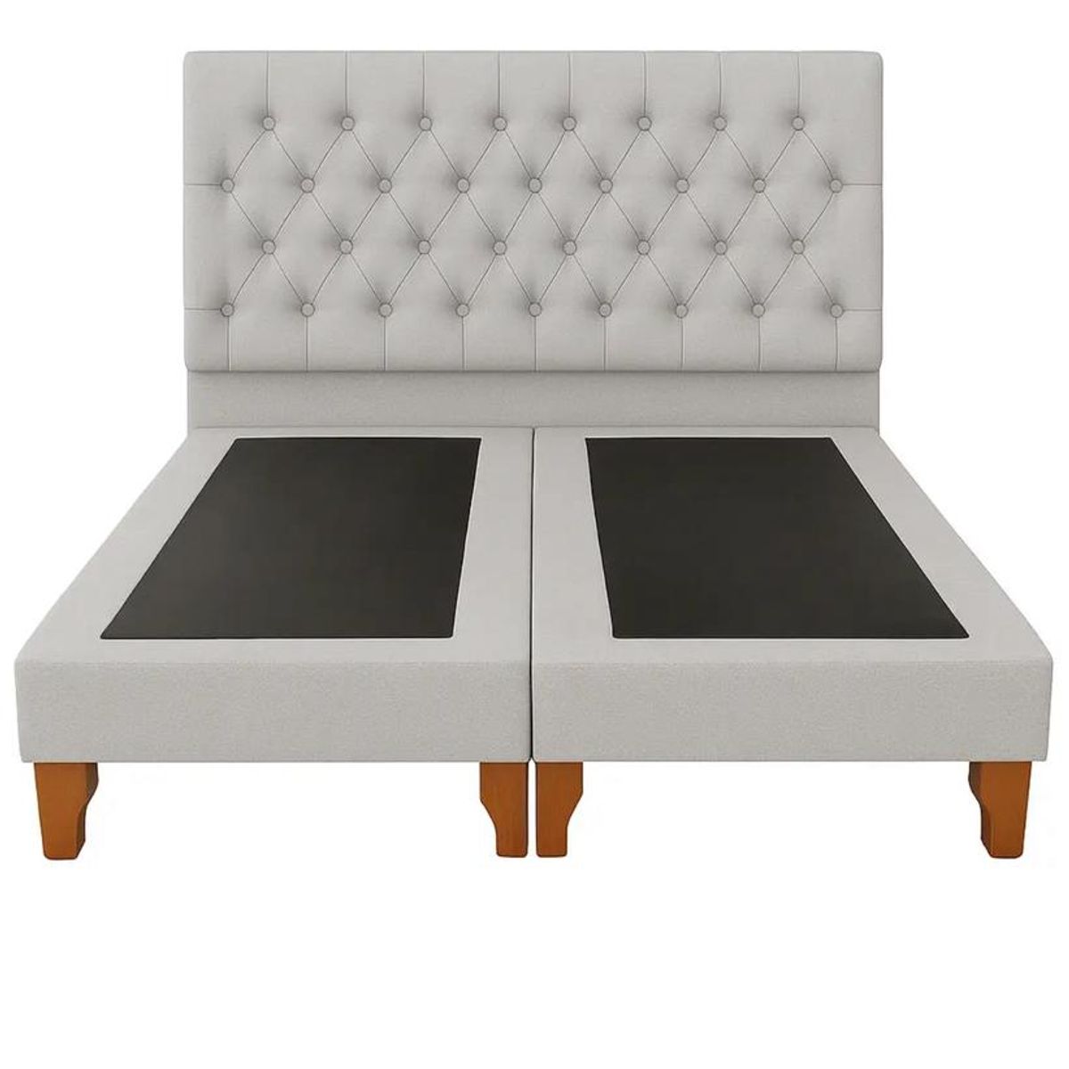 VITELIO - Cama 2 Plazas Con base dividida Gris Capitone