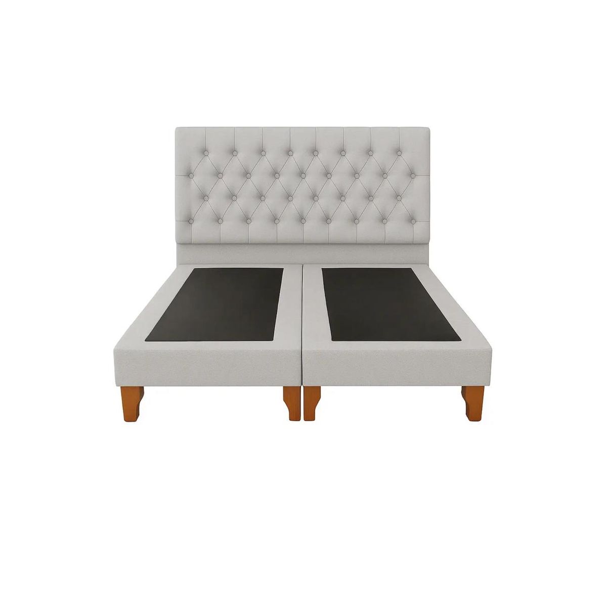 VITELIO - Cama 2 Plazas Con base dividida Gris Capitone