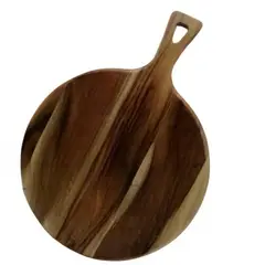 GENERICO - Tabla Redonda Para Picar Con Mango De Madera 40x30x1 Cm