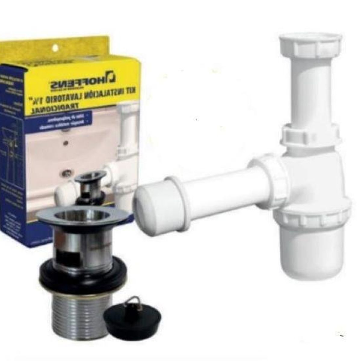 METALFER - Kit Lavat Sifon 1 1/4 S/recta + Desag 1 1/4 - Metal