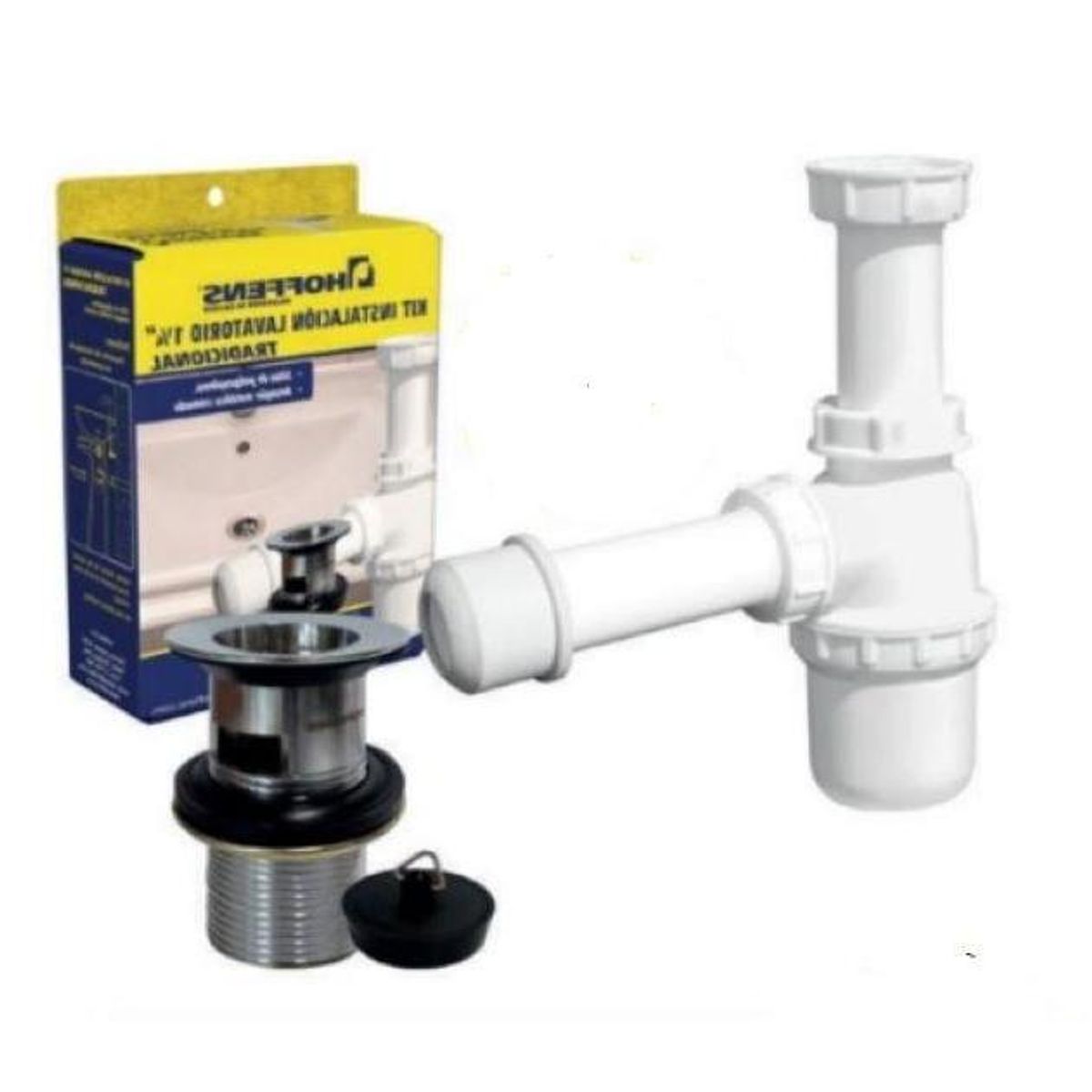 METALFER - Kit Lavat Sifon 1 1/4 S/recta + Desag 1 1/4 - Metal