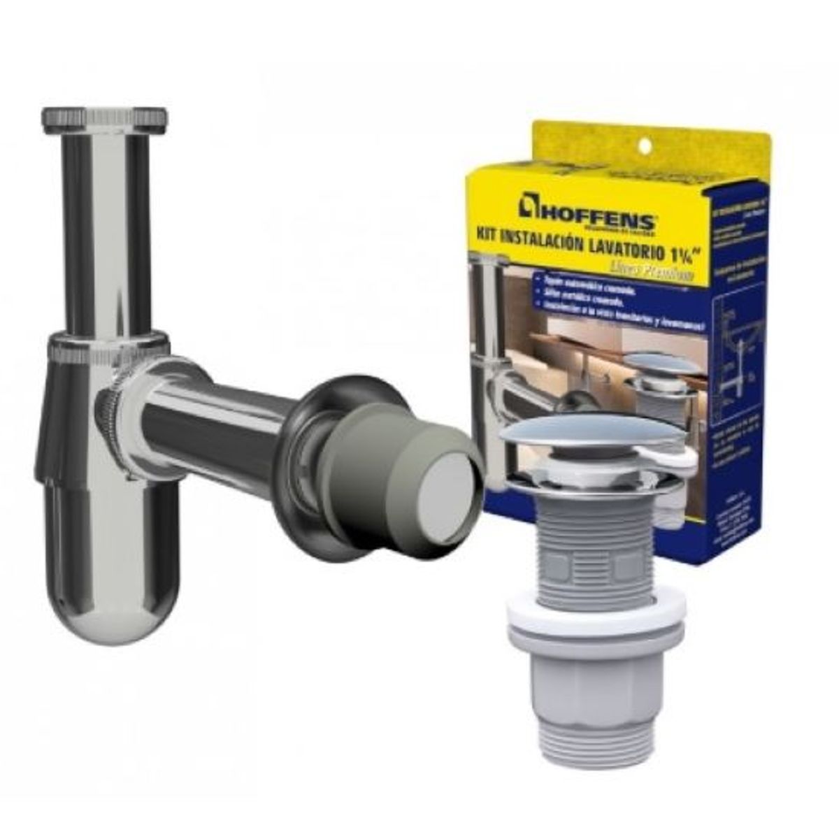 METALFER - Kit Lavat Sifon 1 1/4 S/recta Crom+ Desag 1 1/4 Aut
