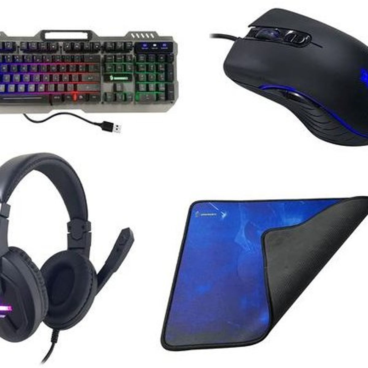 GENERICO - Kit gamer mouse+teclado+audífonos+pad gaming combo