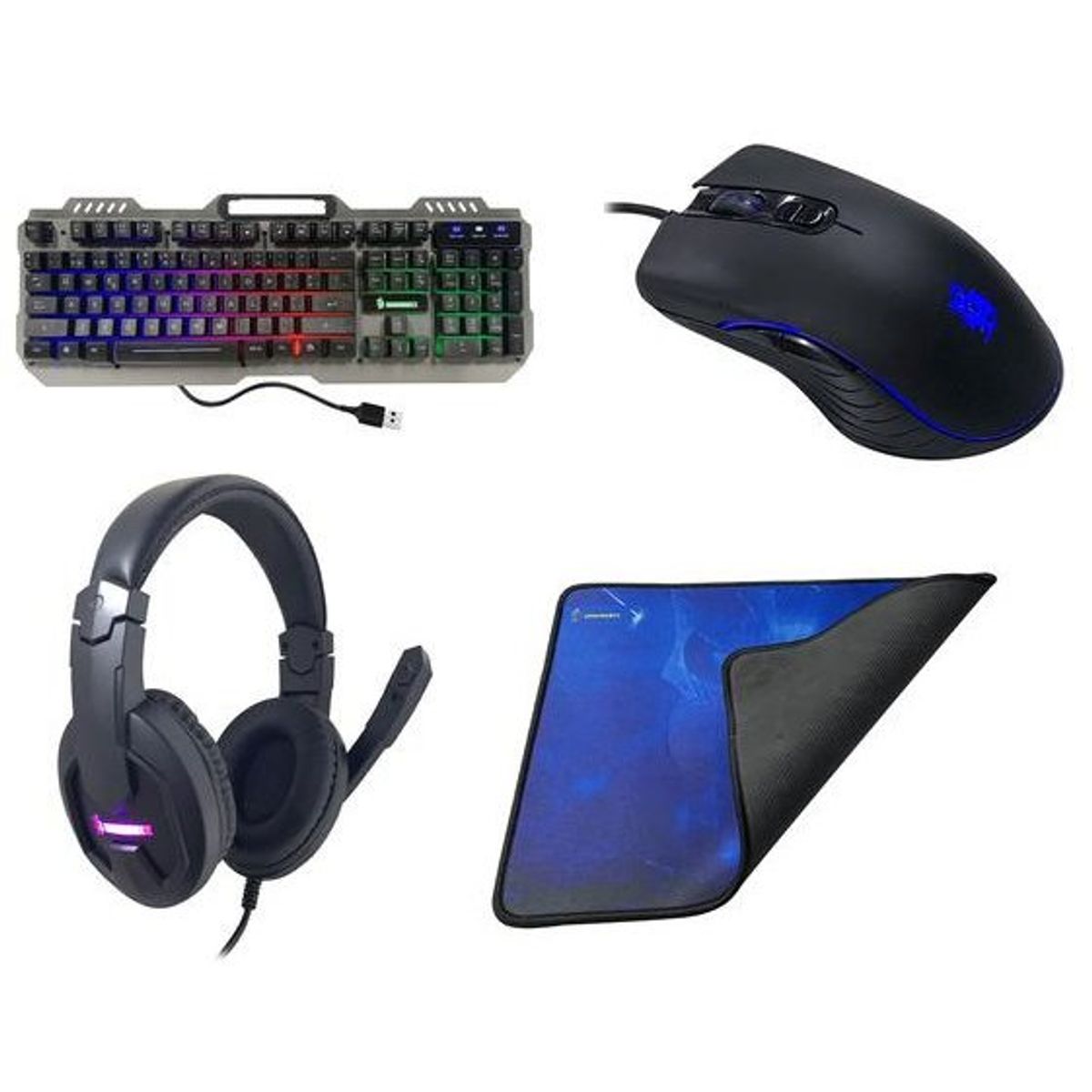 GENERICO - Kit gamer mouse+teclado+audífonos+pad gaming combo