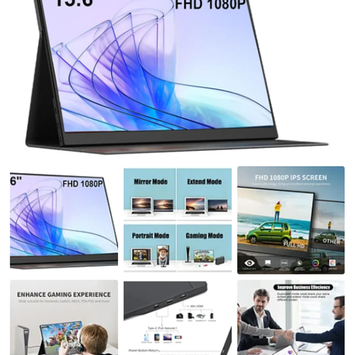 GENERICO - Monitor Portátil 156 Pulgadas Con Usb C Full Hd Altavoces