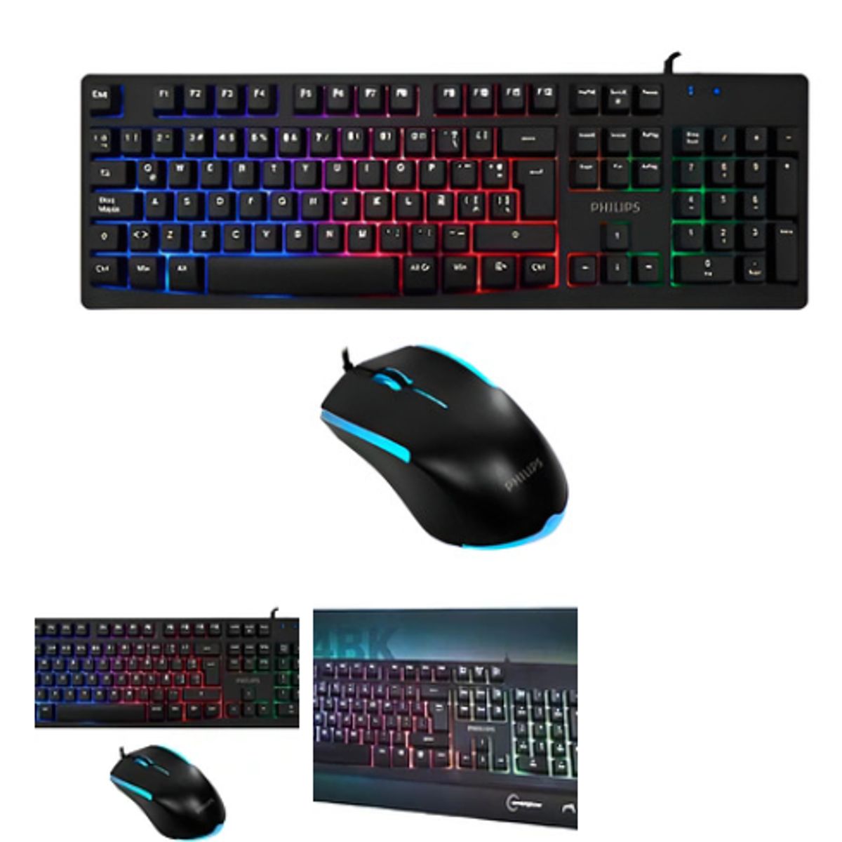 PHILIPS - Kit Gamer Teclado + Mouse Philips Led C214bk Color Del Teclado Negro
