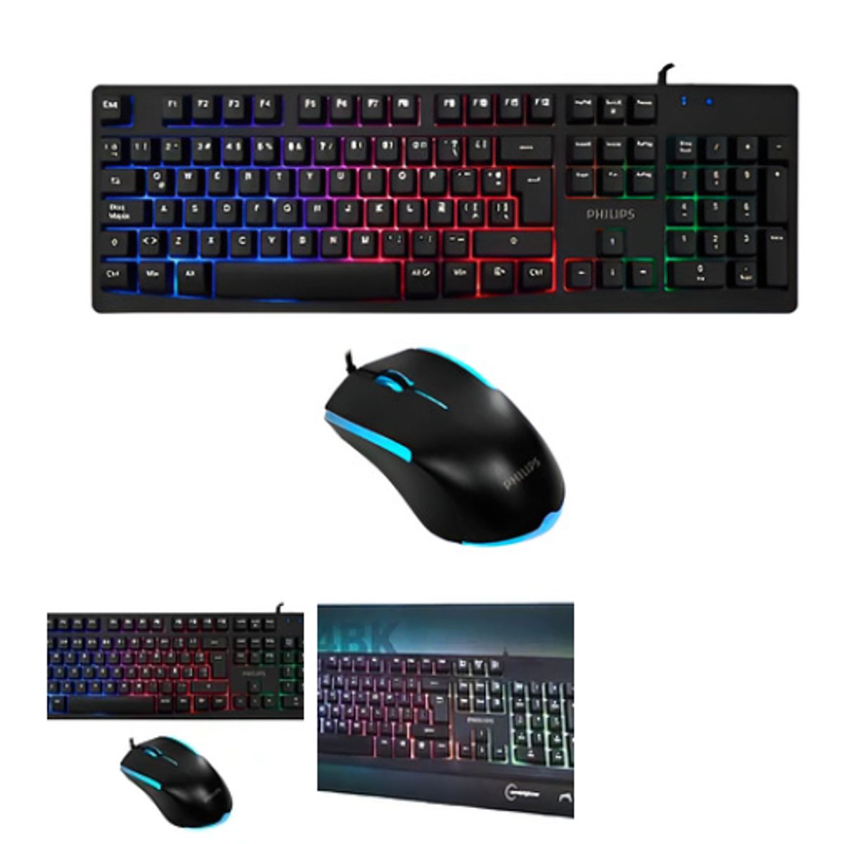 PHILIPS - Kit Gamer Teclado + Mouse Philips Led C214bk Color Del Teclado Negro