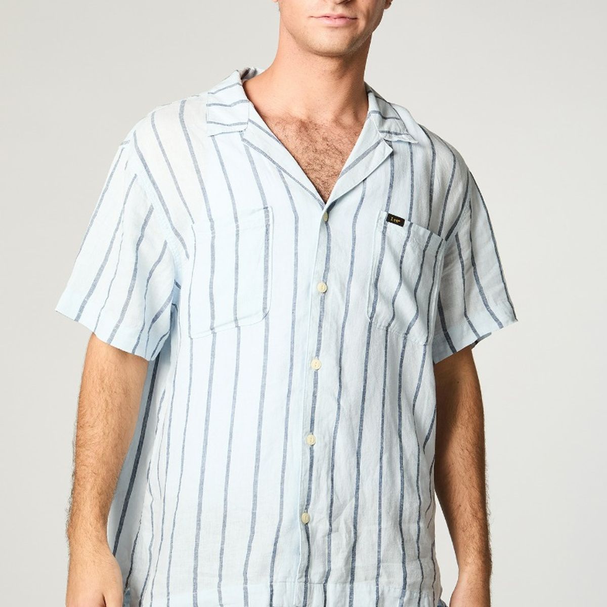 LEE - Camisa Hombre Two Pocket Lino Celeste