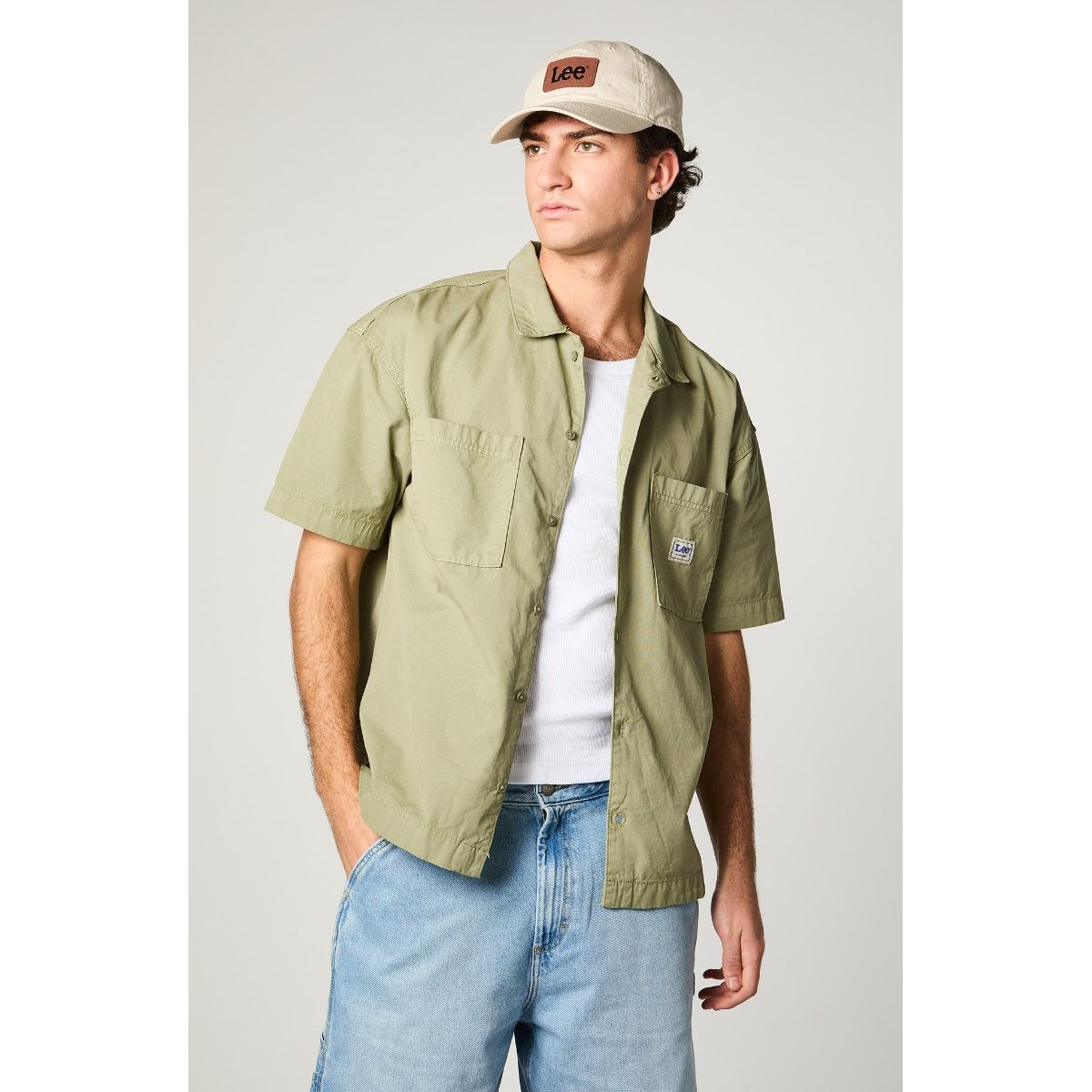 LEE - Camisa MC Hombre Cotton Lisa Verde