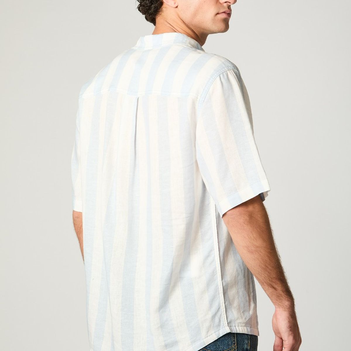LEE - Camisa Hombre Stripes Lino Celeste