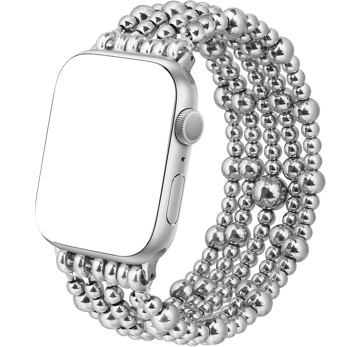 STARTECHOFFICE - Correa Glamorous Silver Beaded para Apple Watch Diseño Elegante Estilo Exclusivo Compatible 4244 mm