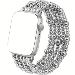 STARTECHOFFICE - Correa Glamorous Silver Beaded para Apple Watch Diseño Elegante Estilo Exclusivo Compatible 4244 mm