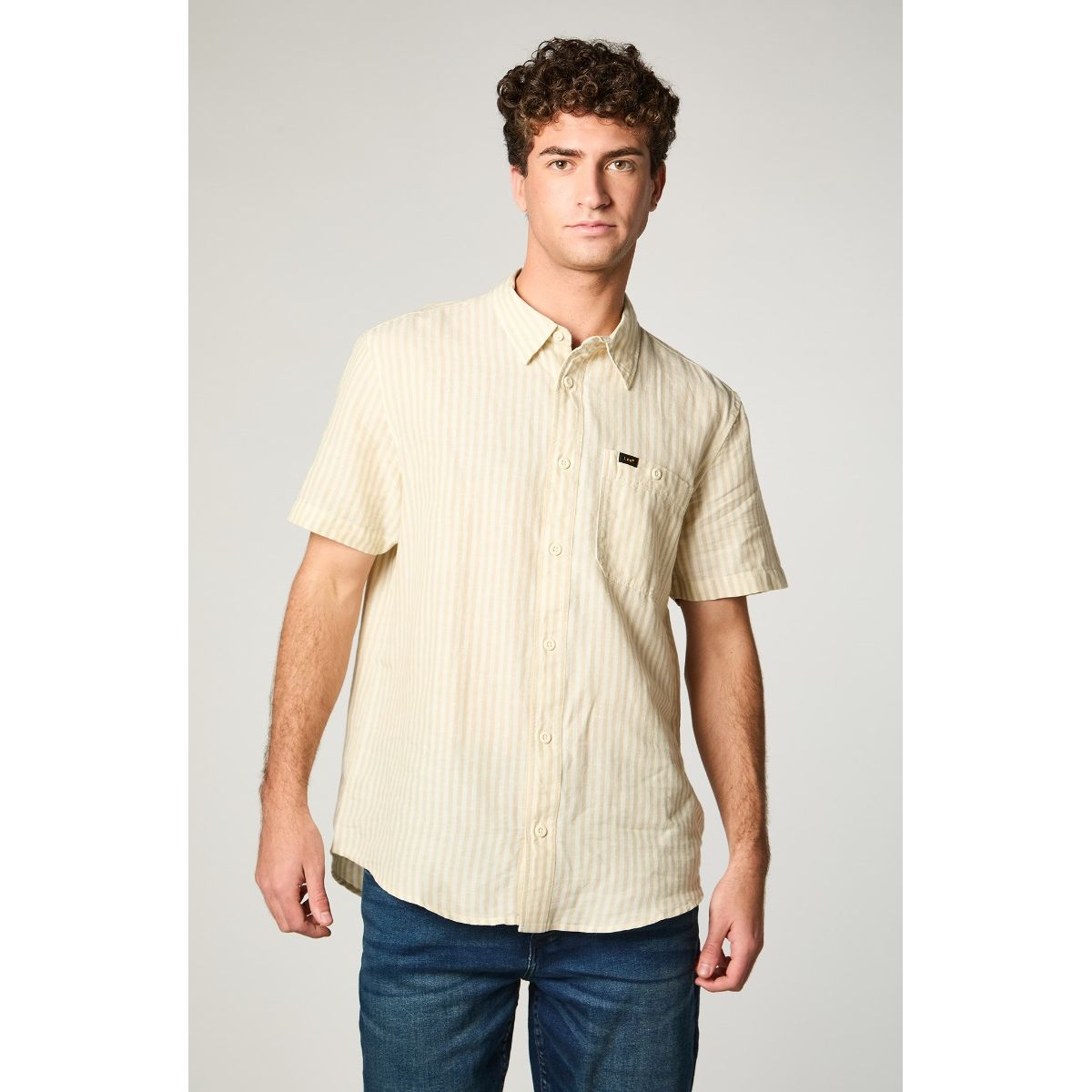 LEE - Camisa Hombre Short Leme Azul