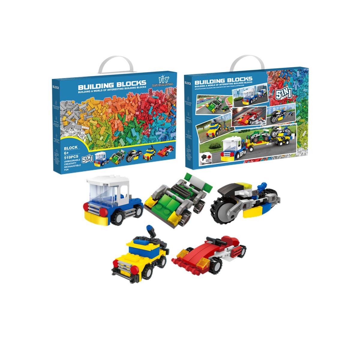 VADELL - Laboratorio De Construcción 519 Piezas , Coche De Carreras  5  Modelos en 1