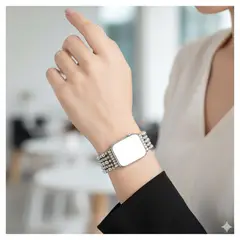 GENERICO - Correa Silver Beaded de Lujo para Apple Watch Diseño Multihilera Acabado Metálico Premium 4244 mm