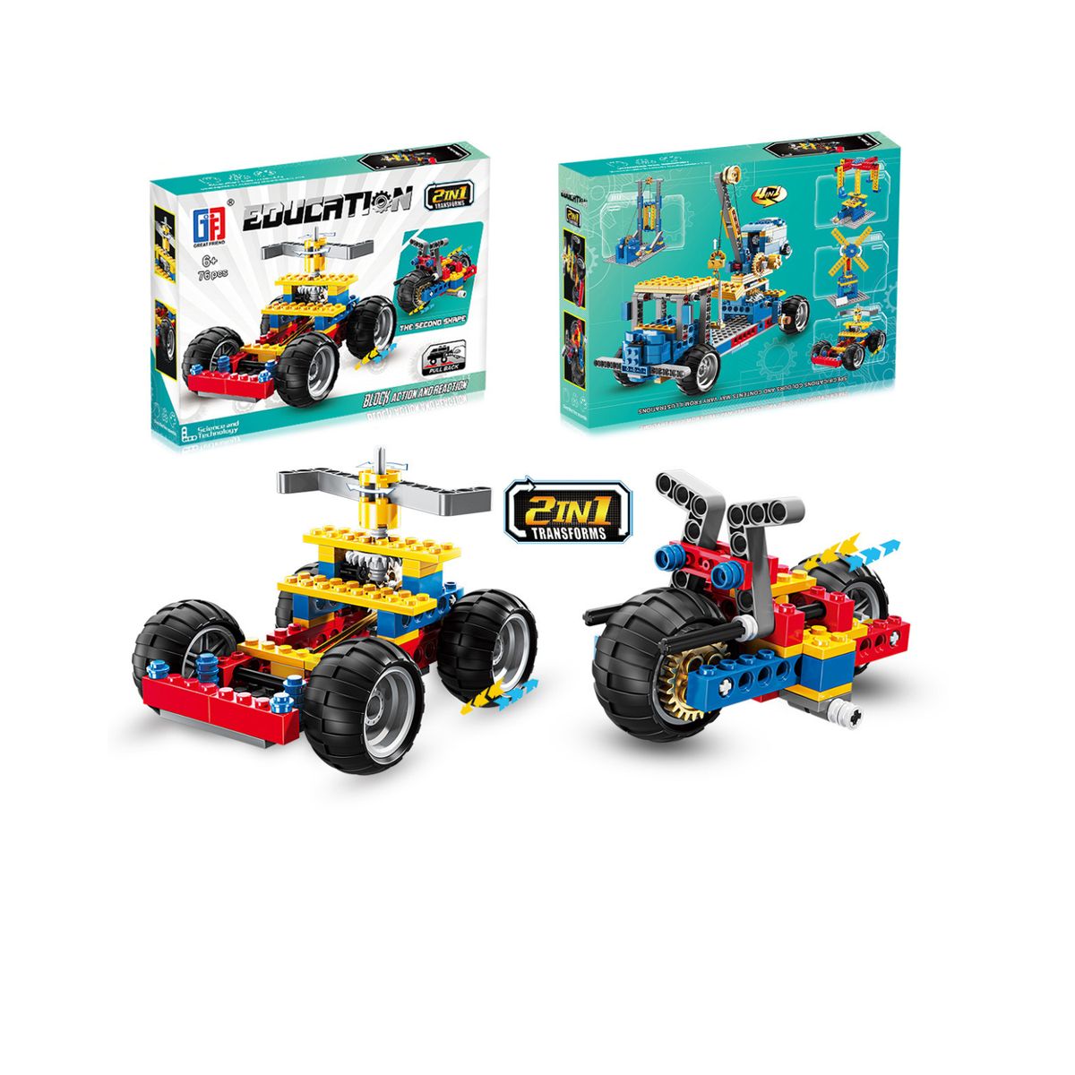 VADELL - Laboratorio De Construcción 76 Piezas Máquinas De Acción Y Reacción 2 en 1