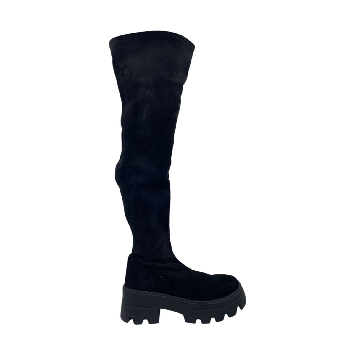 HERIEL - Bota Bucanera Negra Plataforma Mujer