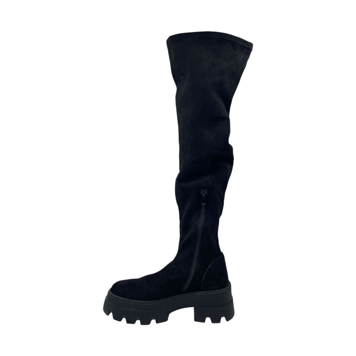 HERIEL - Bota Bucanera Negra Plataforma Mujer