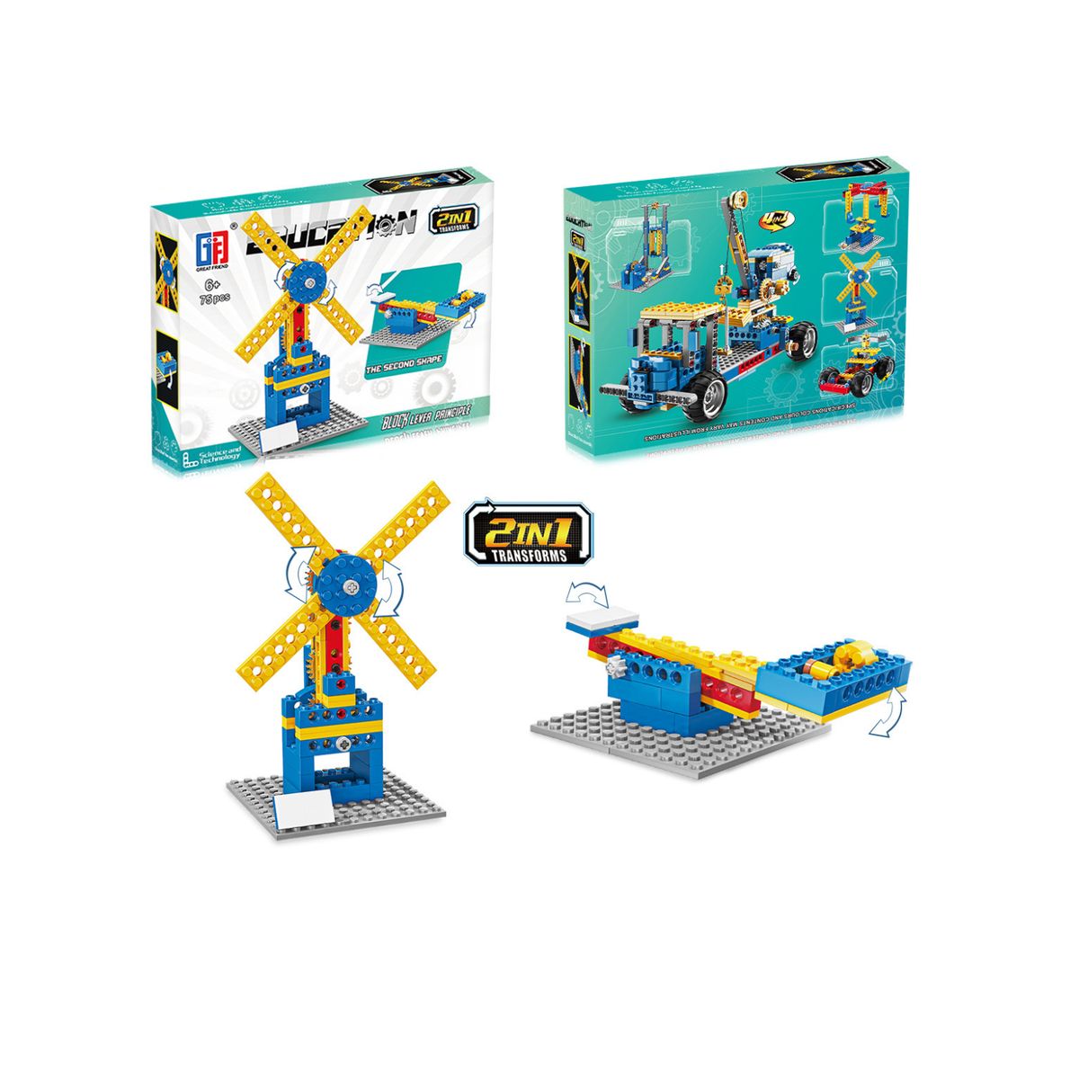 VADELL - Laboratorio De Construcción 75 Piezas Máquinas Con Principio De Palanca 2 en 1