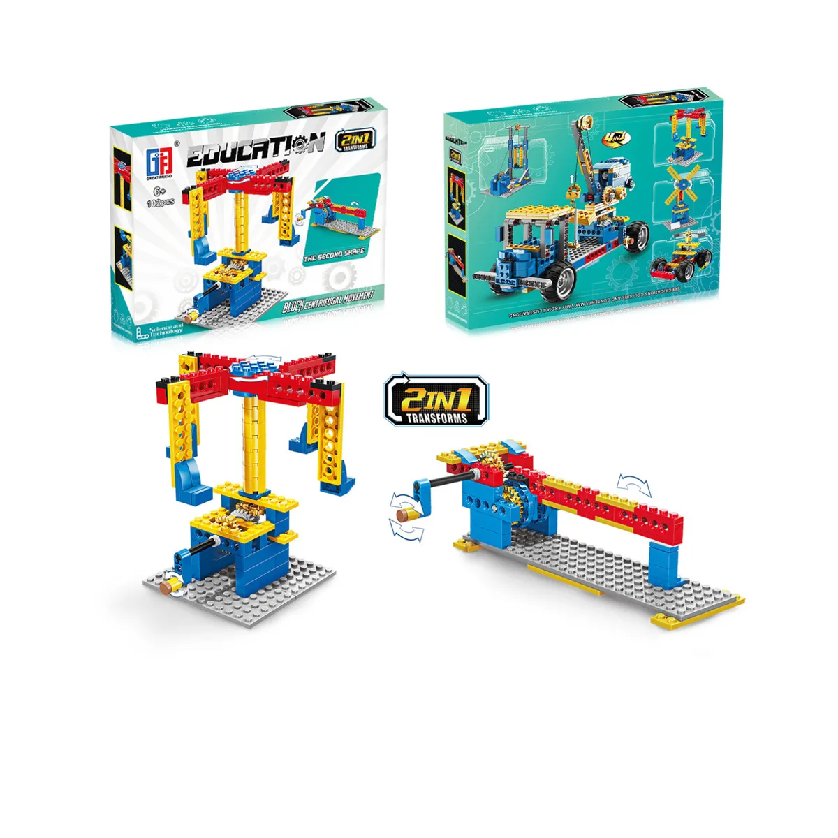 VADELL - Laboratorio De Construcción 102 Piezas Máquinas 2 en 1