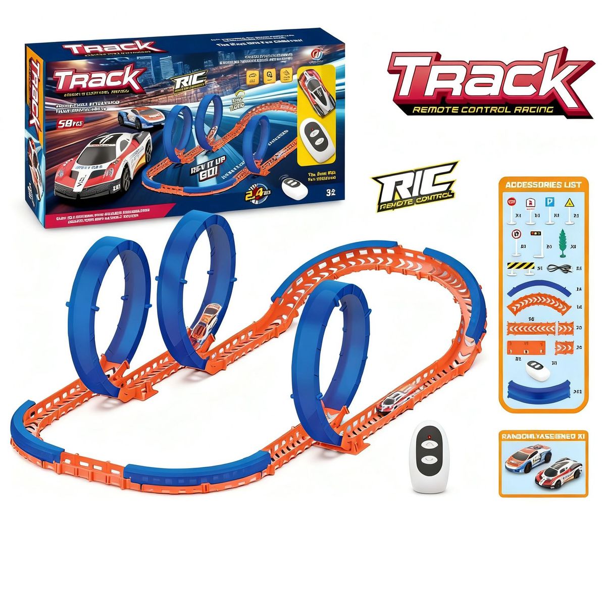 TOYNG - Juguete Pista De Autos De 58 Piezas Con Control  - Toyng